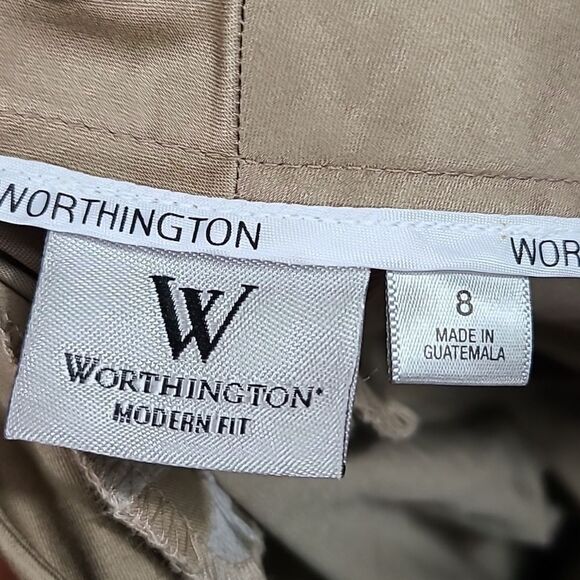 NWT Worthington Khaki Capri Pants Modern Fit Cropped Length Chino Trousers Women - Picture 3 of 7